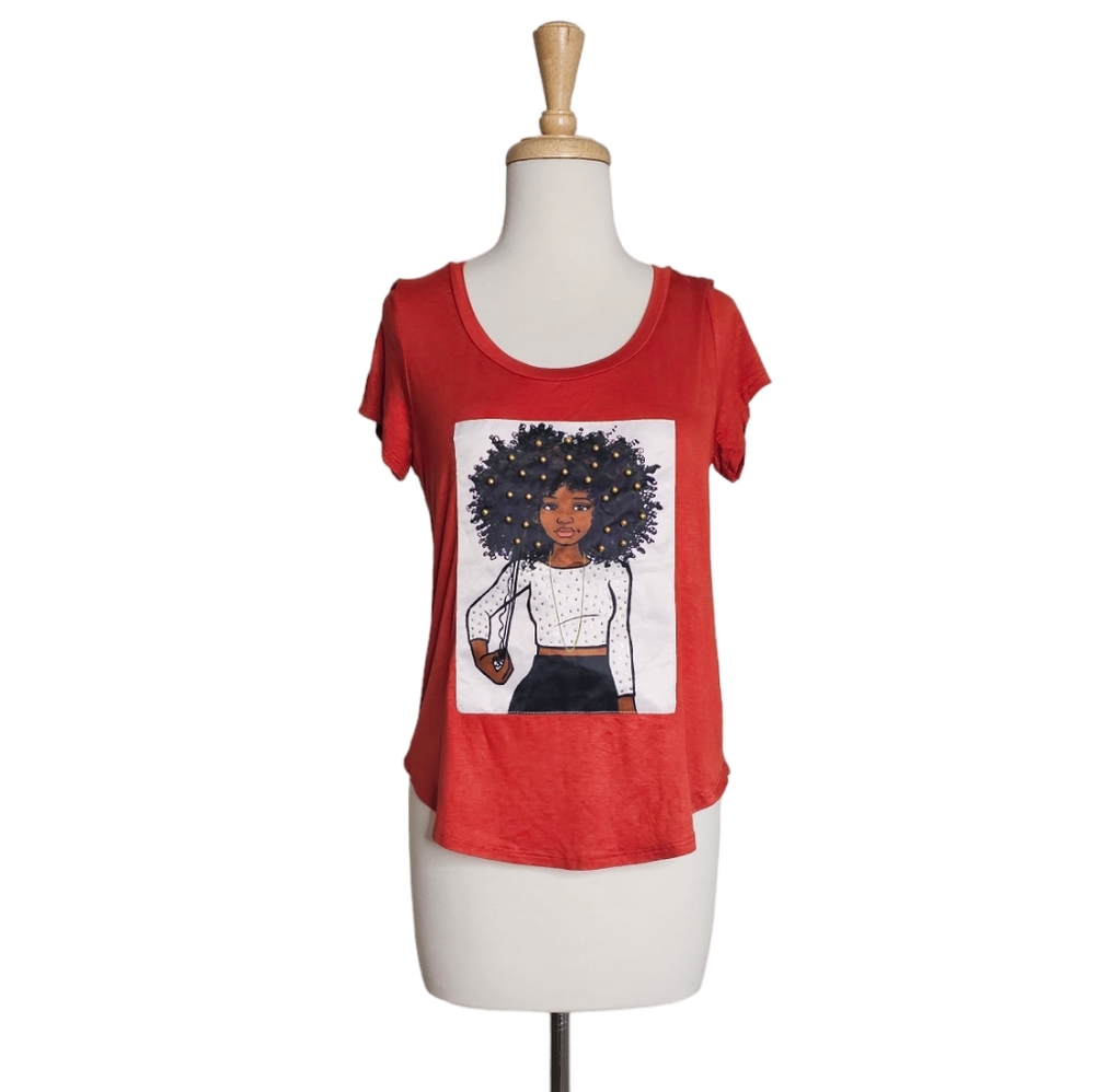 Black Power Terracotta Rayon top Size Small